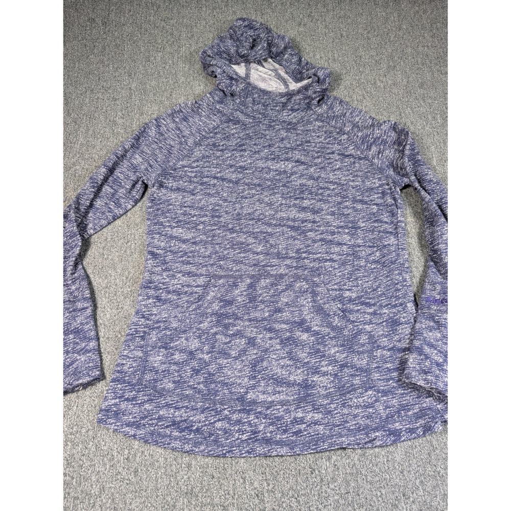 Marmot Womens Space Dye Pullover Hoodie Blue White Funnel Neck Size Medium